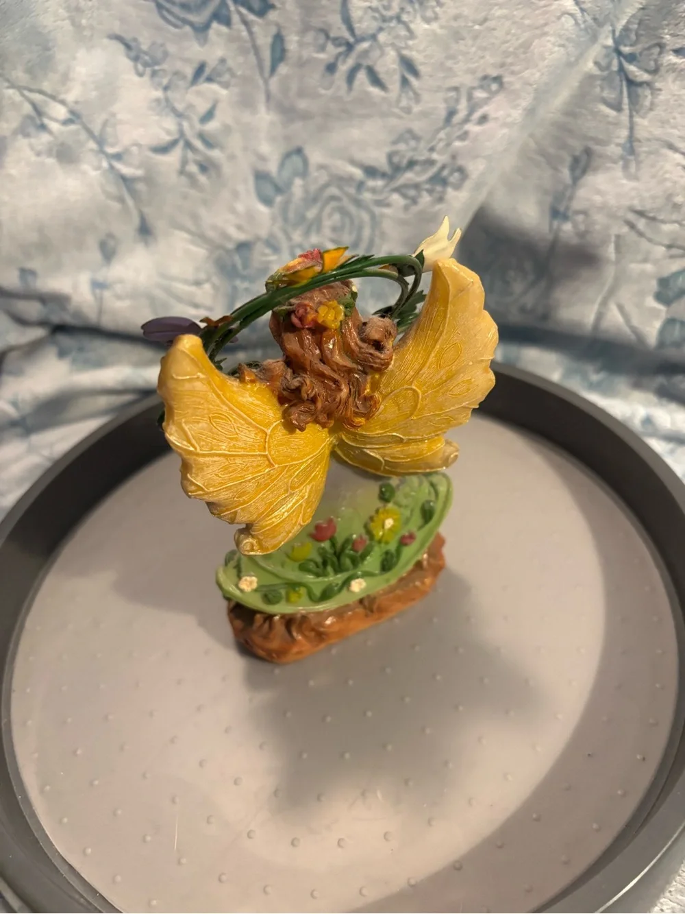Floral Fairy Figurine with Kitten and Butterfly